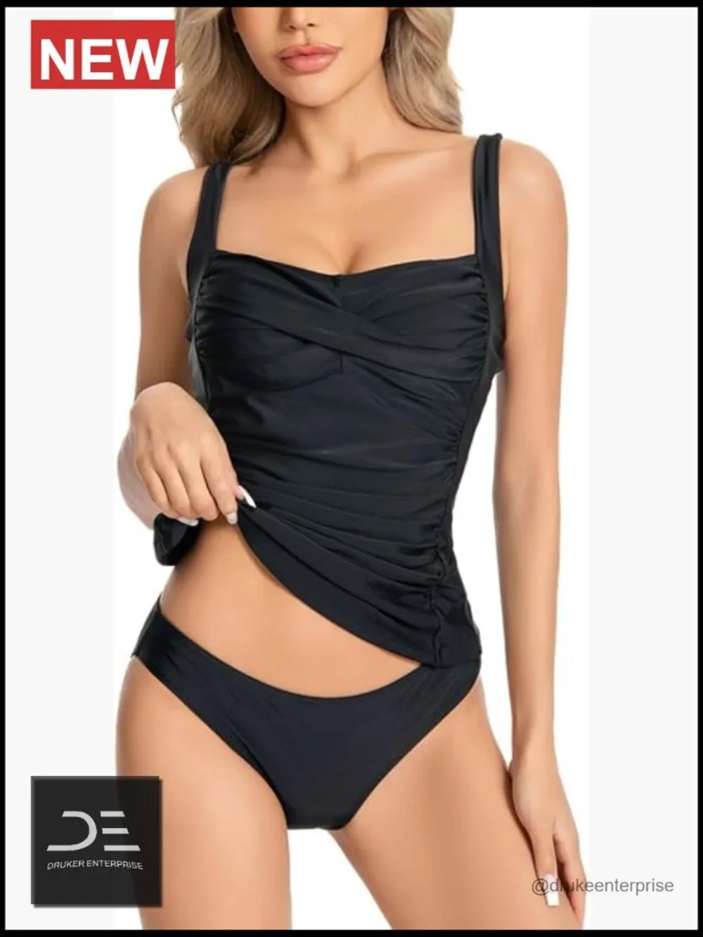 Tankini Swimsuits for Women Tummy Control Halter Ruched Tops Two Piece Swimwear